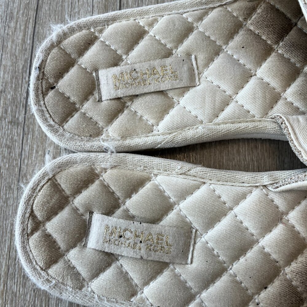 Womens Michael Kors Gold Glitter Slides - 10 - Picture 5 of 8